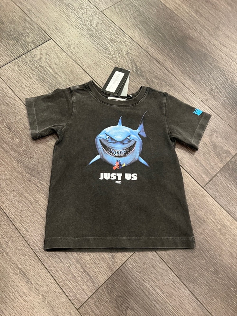 Kith Black Tee with Blue Shark Graphic